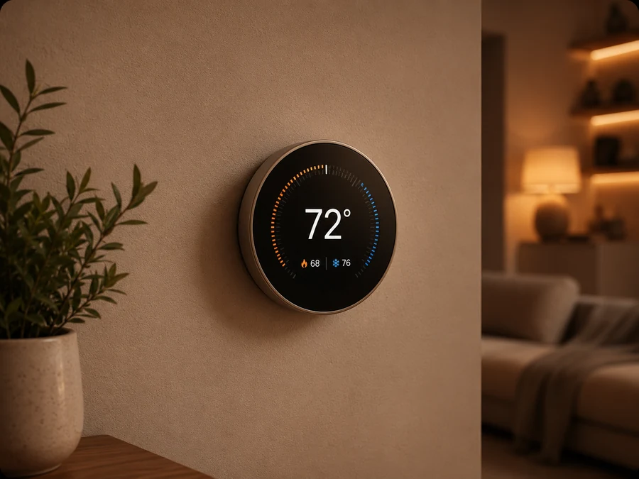 Smart thermostat with warm home ambiance
