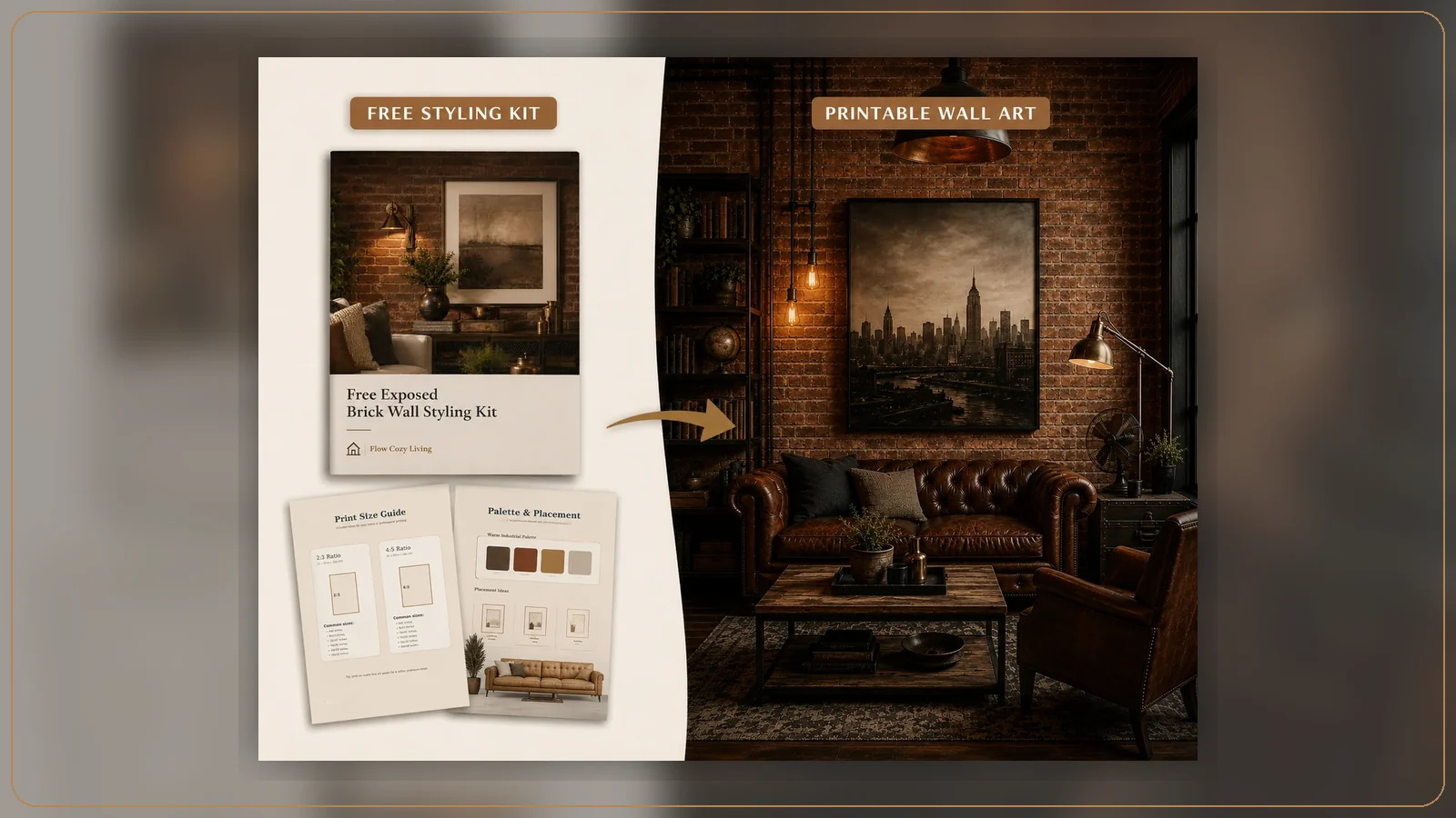 Free styling kit leading toward a finished exposed brick wall art room