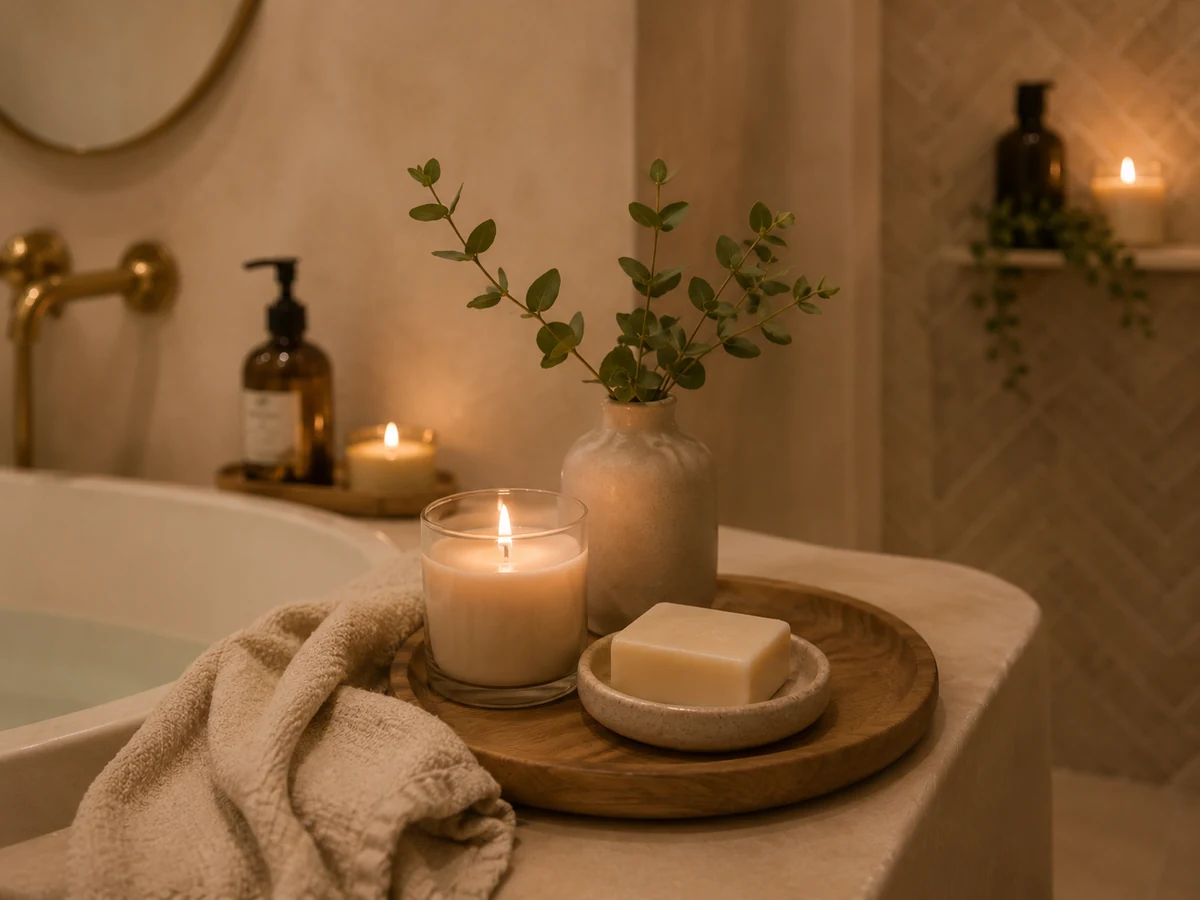 Candle, mug, and calm evening reset scene