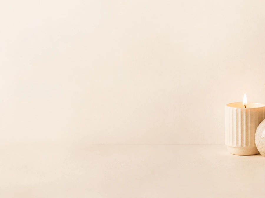 Calm ceramic pieces and warm home styling.