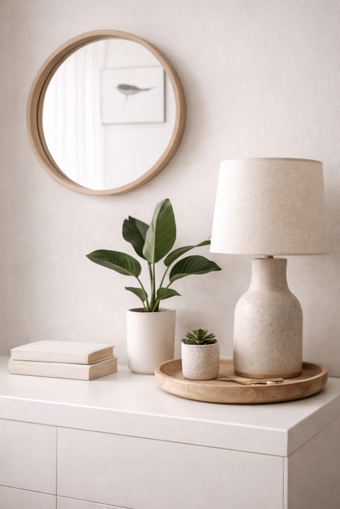 a photograph showcases a minimalist living space c