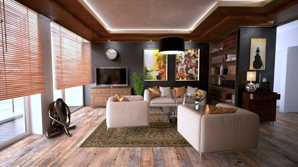 Mastering the First Impression: Your intriguing post title goes here Inviting living room interior featuring modern design with cozy furnishings and stylish decor.